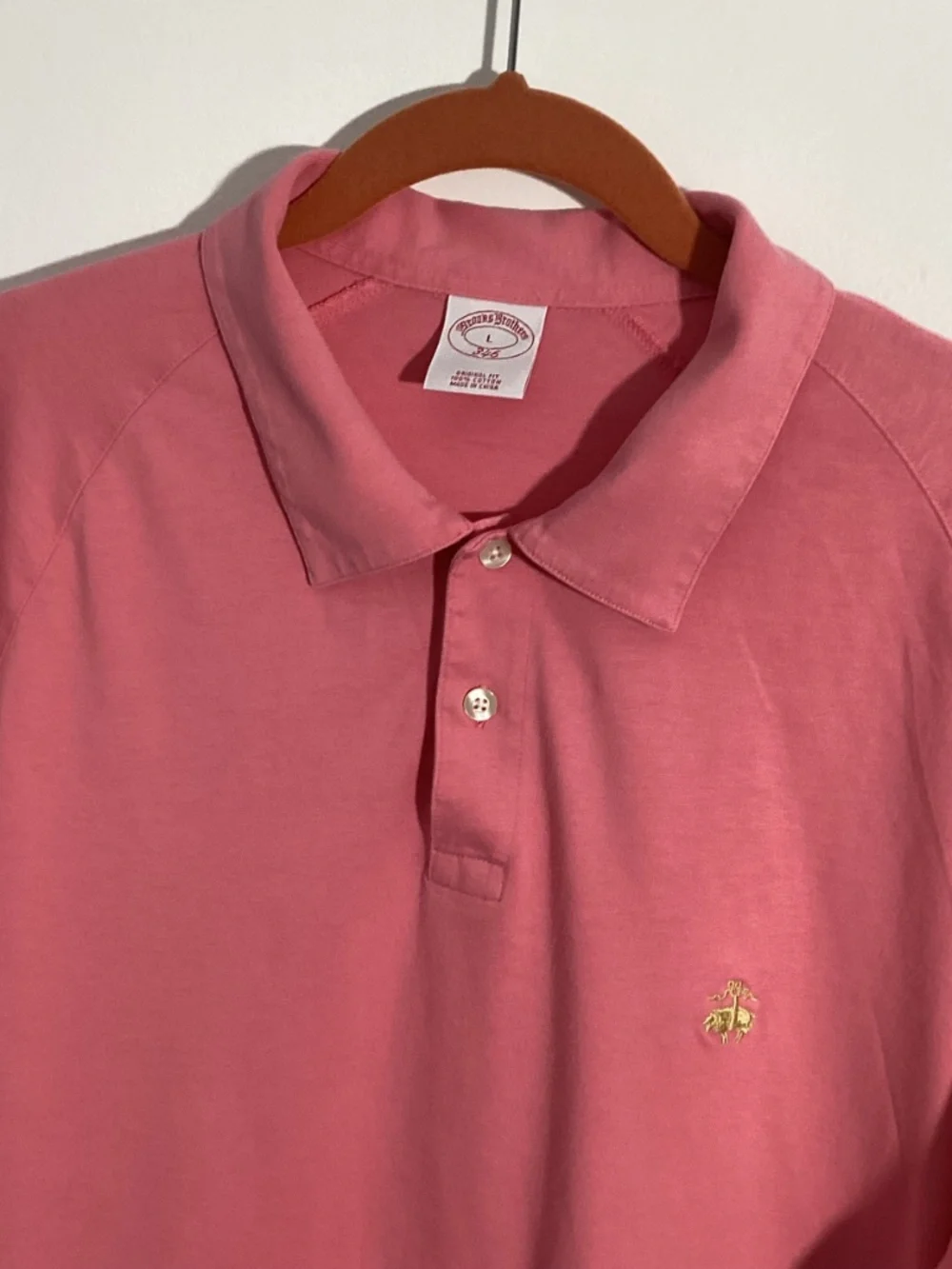 BROOKS BROTHERS 346 LARGE ORIGINAL FIT SALMON PINK POLO SHIRT SHORT SLEEVE - Picture 2 of 8